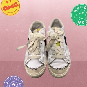 Nike Blazer Low White Black Swoosh Vintage Style Sneakers Size 8.5